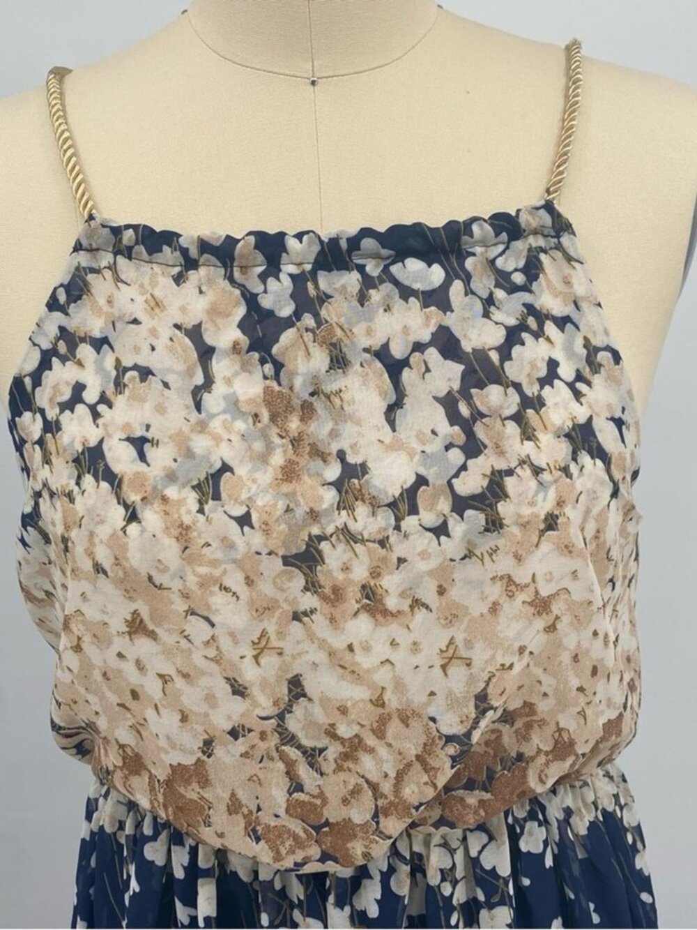 Blue & Cream Floral Gold